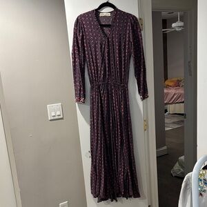 Natalie Martin Black Maxi Dress with Pink Floral Print